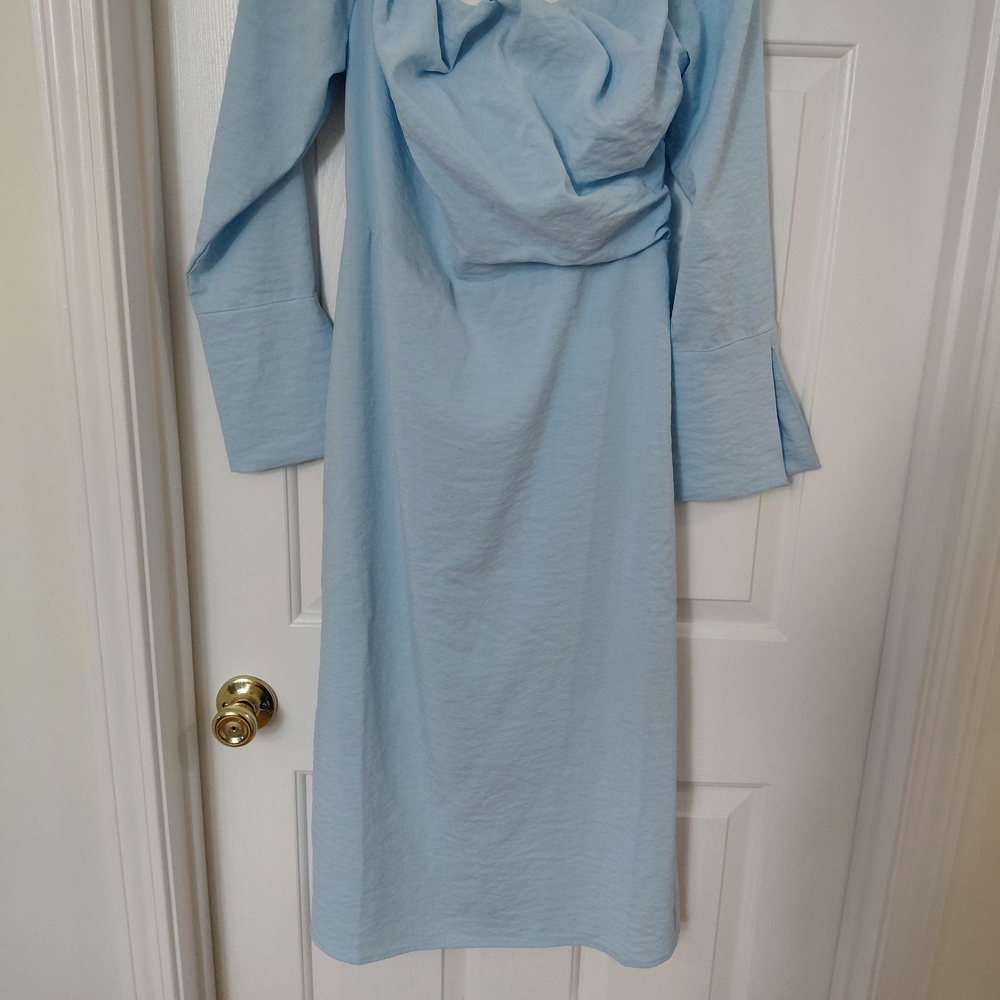 Future Collective Classic Light Blue Long Sleeve Midi Dress